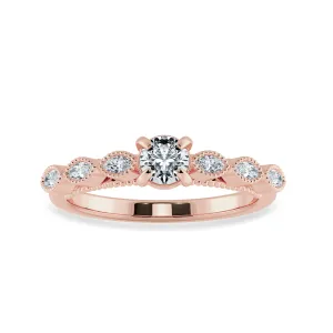 0.20cts. Solitaire 18K Rose Gold Ring with Marquise Cut Diamond Accents JL AU 2011R-C