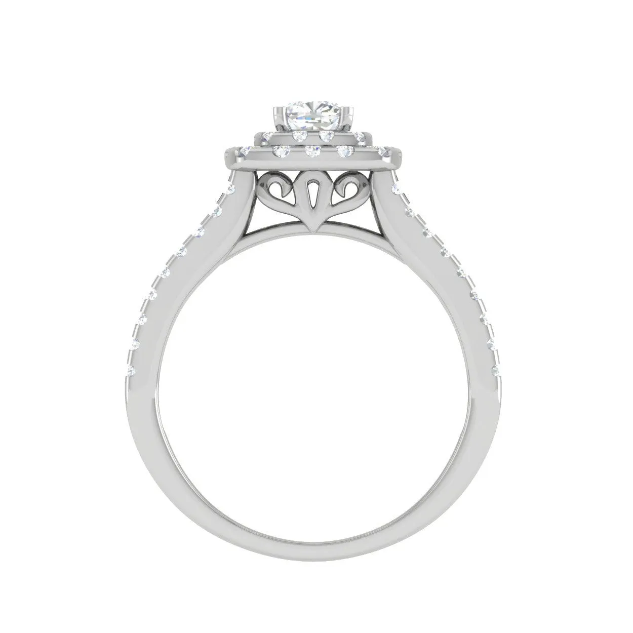 0.30 cts. Cushion Solitaire Double Halo Split Shank Platinum Engagement Ring JL PT JRW1544MM