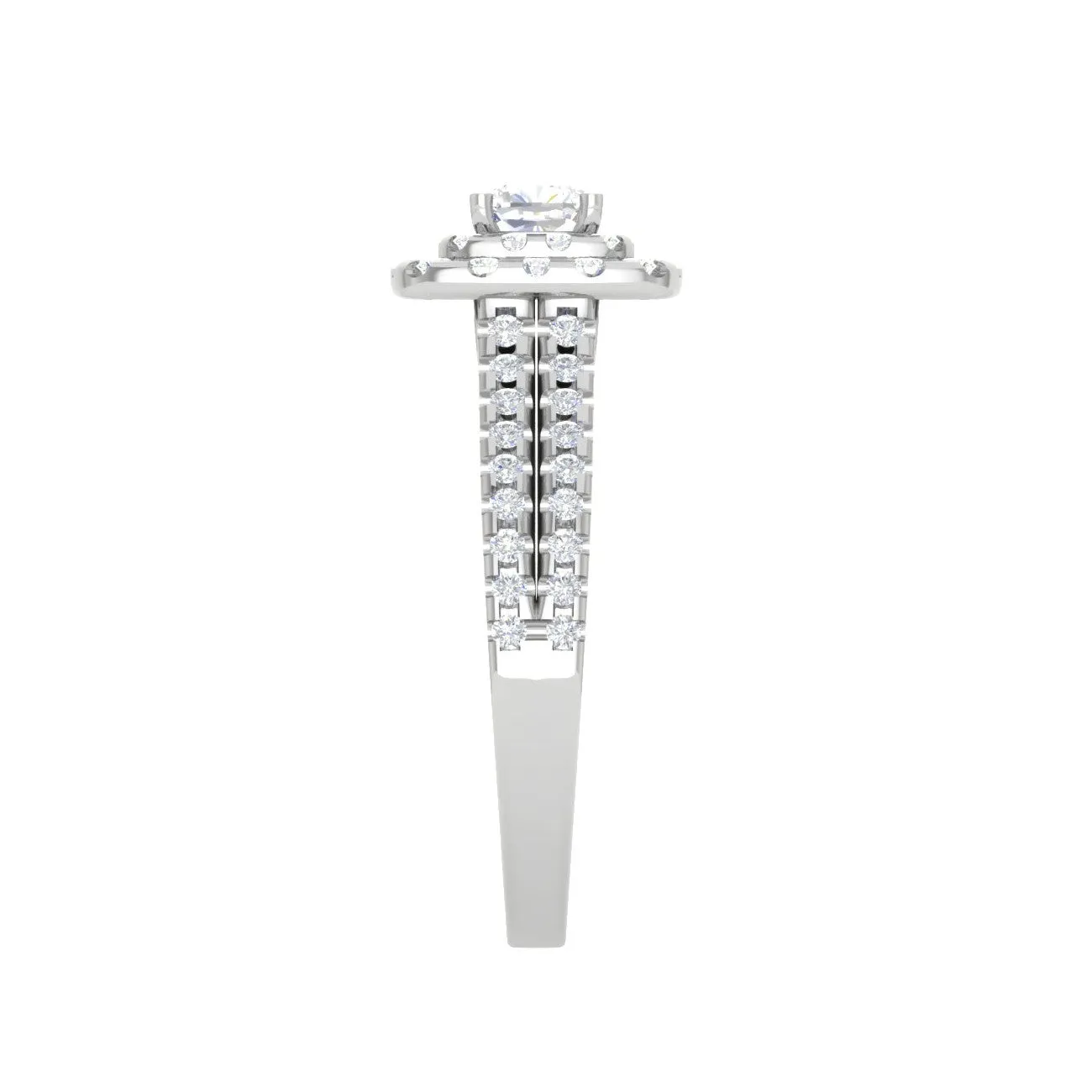 0.30 cts. Cushion Solitaire Double Halo Split Shank Platinum Engagement Ring JL PT JRW1544MM