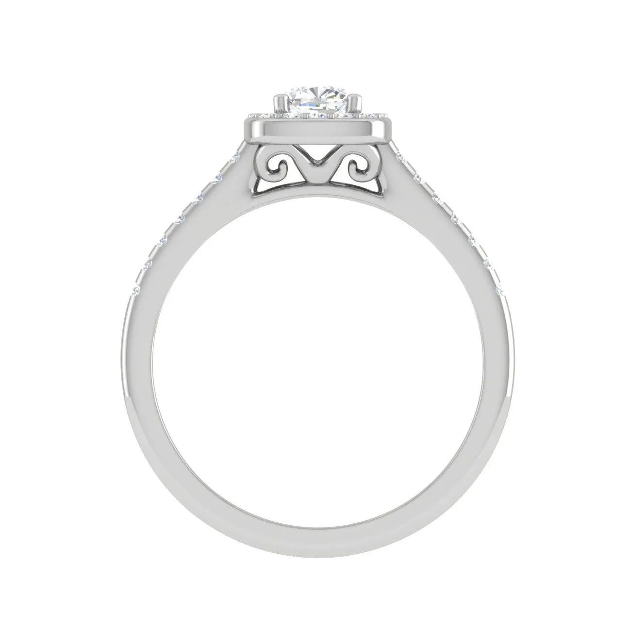 0.30 cts. Cushion Solitaire Halo Diamond Shank Platinum Ring JL PT RH AS 294