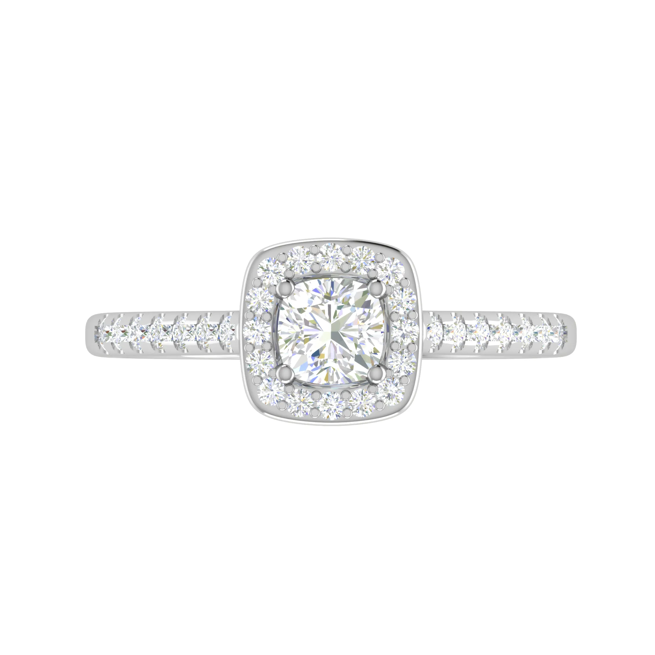 0.30 cts. Cushion Solitaire Halo Diamond Shank Platinum Ring JL PT RH AS 294