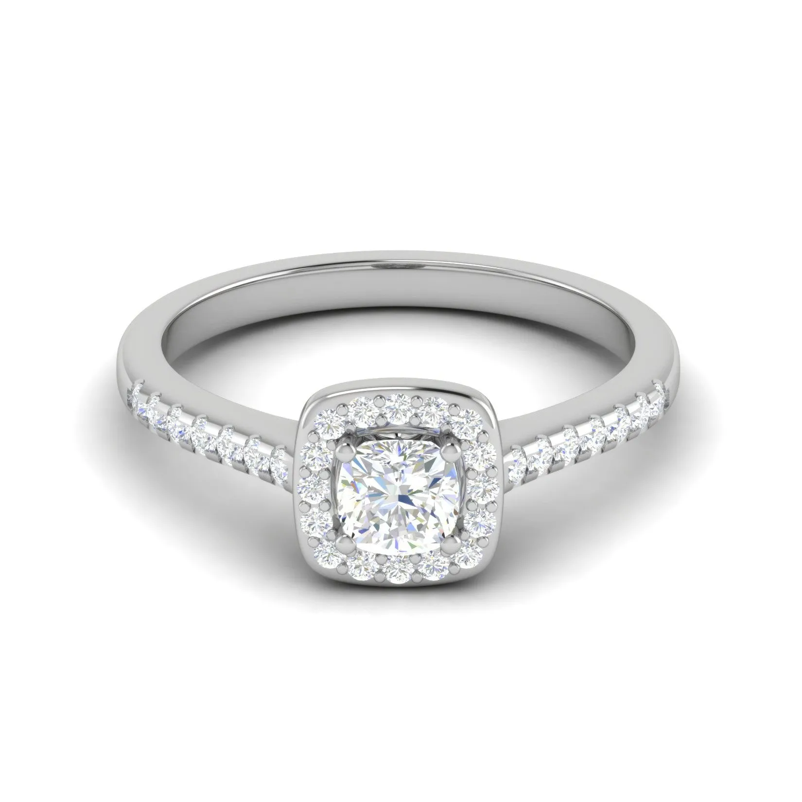 0.30 cts. Cushion Solitaire Halo Diamond Shank Platinum Ring JL PT RH AS 294