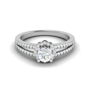0.30 cts. Solitaire Halo Diamond Split Shank Platinum Engagement Ring  for Women JL PT WB6017