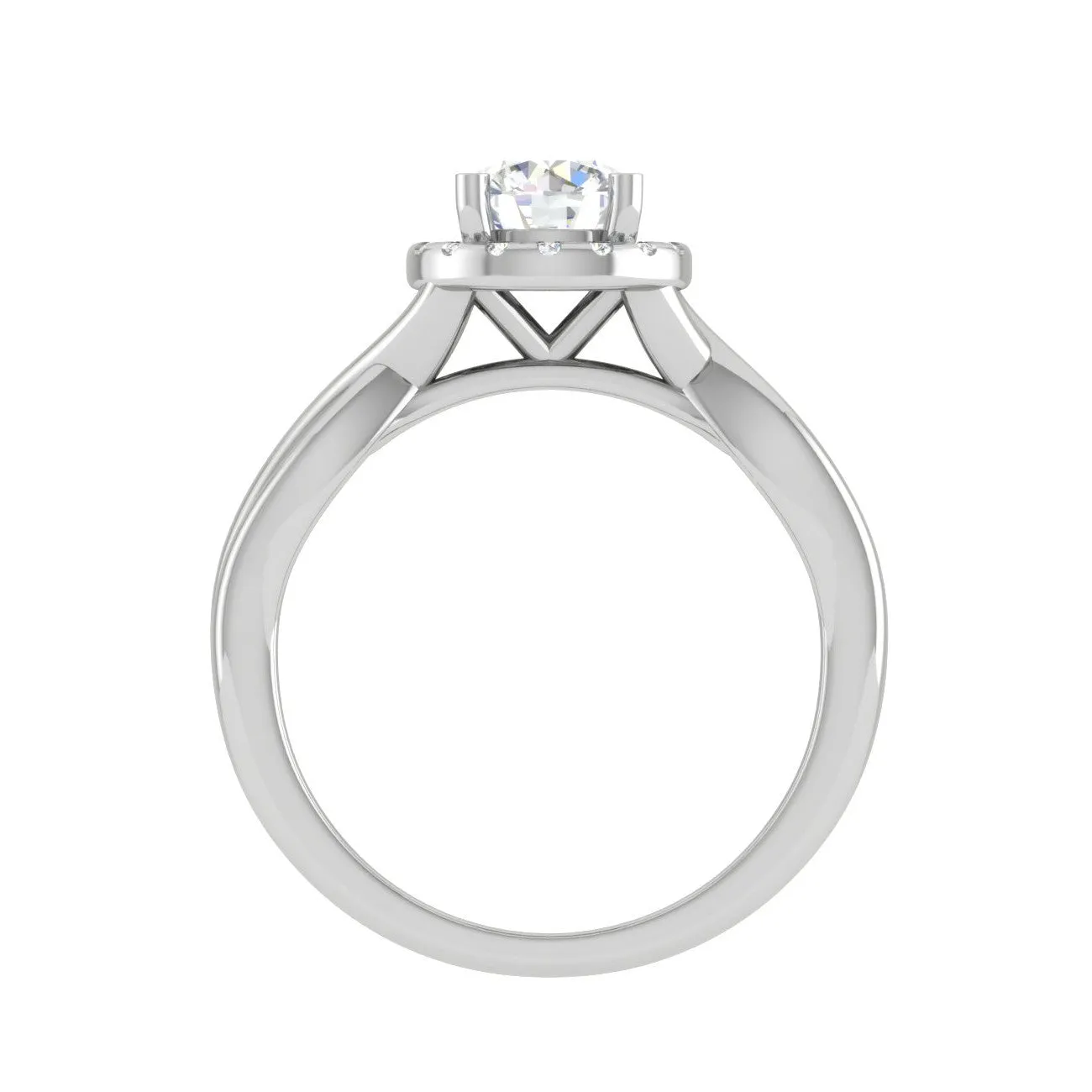 0.30 cts. Solitaire Platinum Halo Diamond Engagement Ring JL PT WB6003E