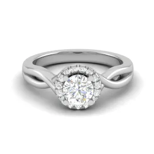 0.30 cts. Solitaire Platinum Halo Diamond Engagement Ring JL PT WB6003E