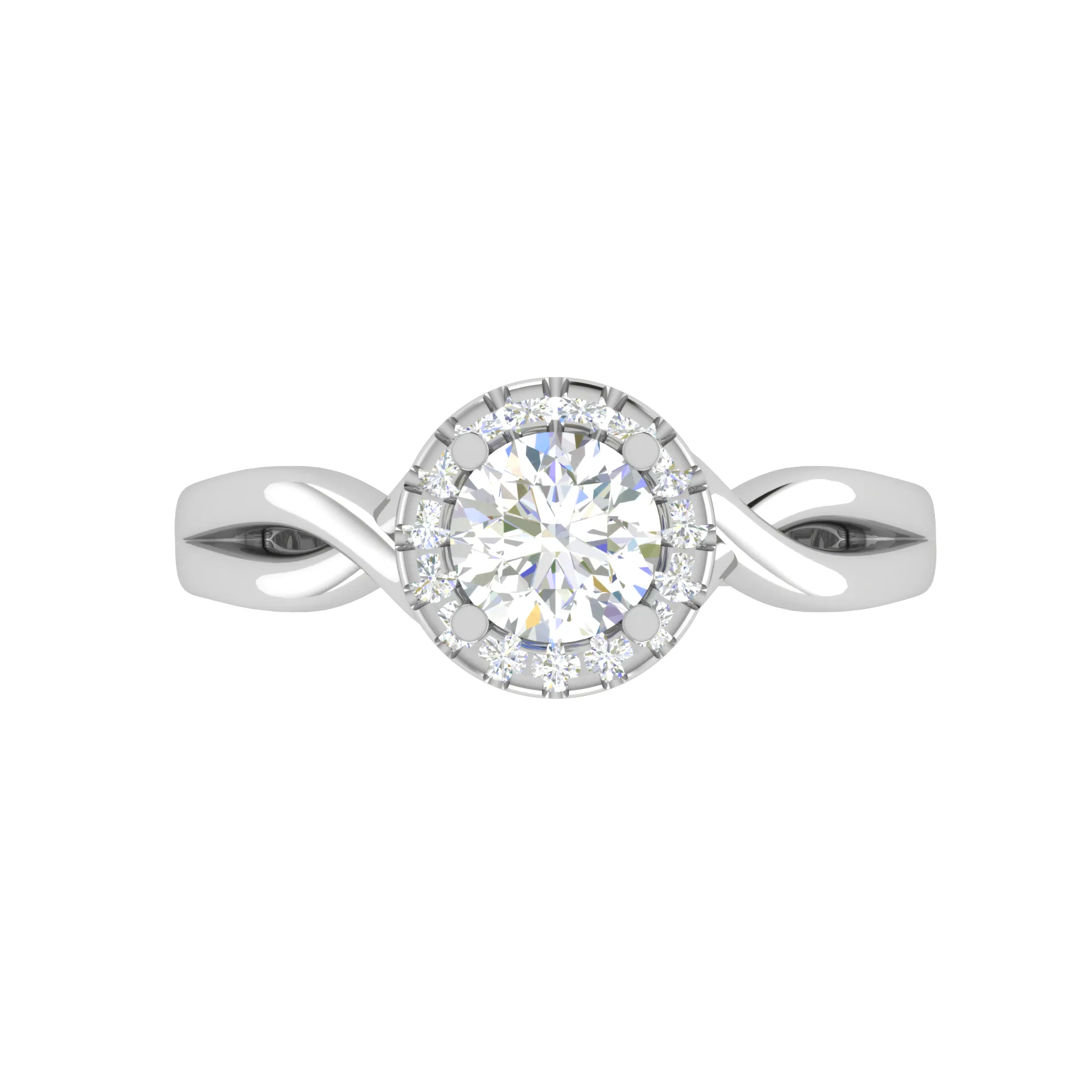 0.30 cts. Solitaire Platinum Halo Diamond Engagement Ring JL PT WB6003E