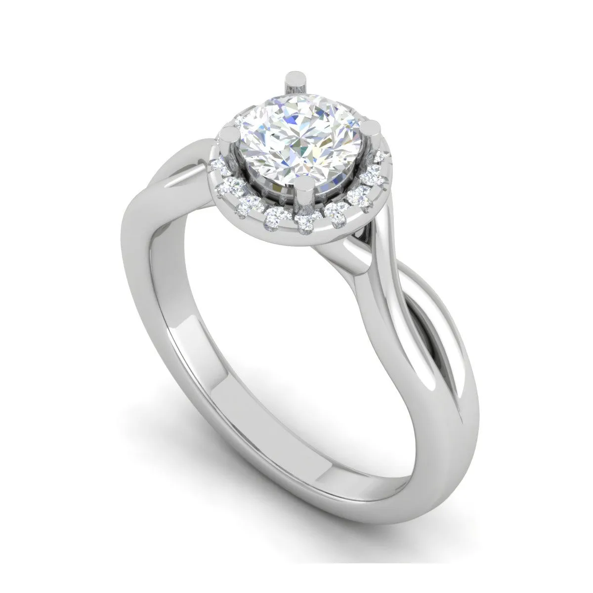 0.30 cts. Solitaire Platinum Halo Diamond Engagement Ring JL PT WB6003E