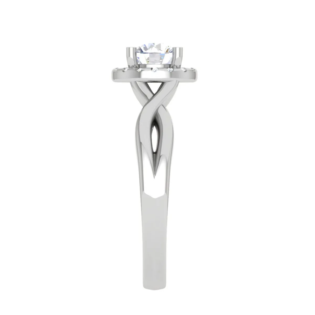 0.30 cts. Solitaire Platinum Halo Diamond Engagement Ring JL PT WB6003E