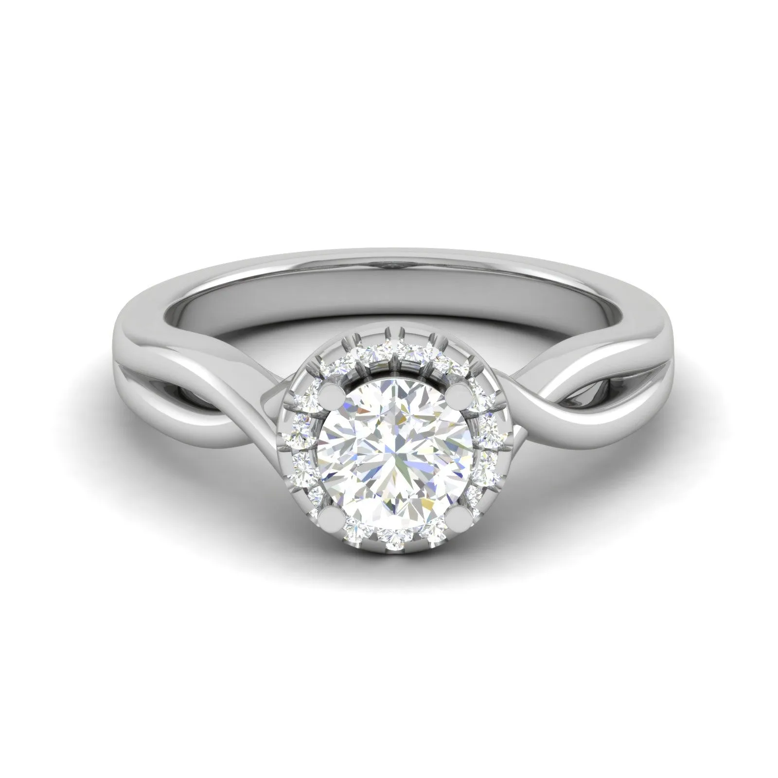 0.30 cts. Solitaire Platinum Halo Diamond Engagement Ring JL PT WB6003E
