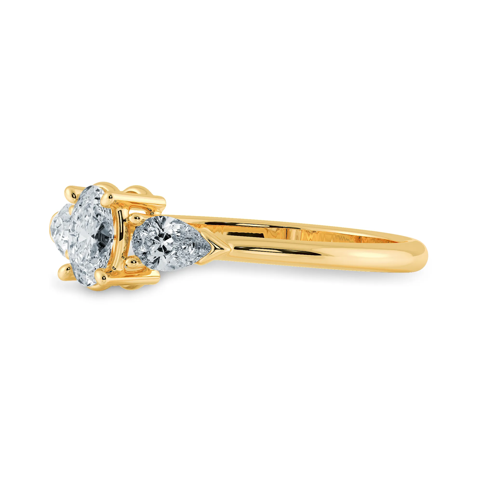 0.30cts. Oval Cut Solitaire with Pear Cut Diamond Accents 18K Yellow Gold Ring JL AU 1206Y