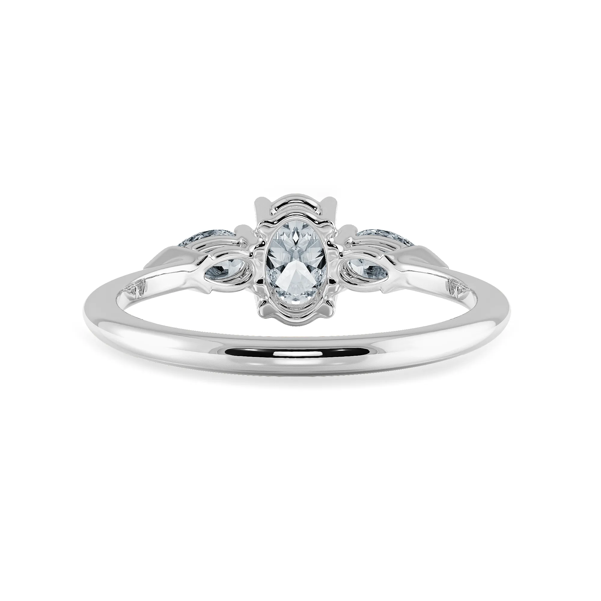0.30cts Oval Cut Solitaire with Pear Diamond Accents Platinum Ring JL PT 1206