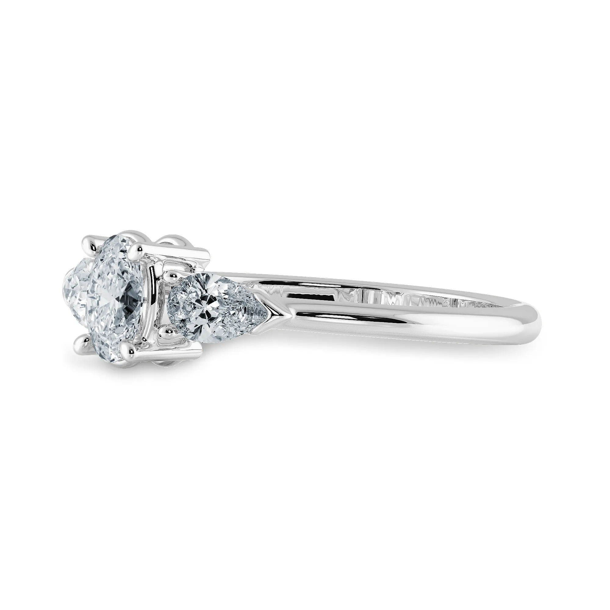 0.30cts Oval Cut Solitaire with Pear Diamond Accents Platinum Ring JL PT 1206
