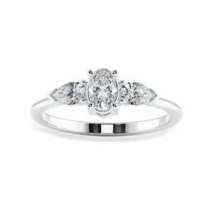 0.30cts Oval Cut Solitaire with Pear Diamond Accents Platinum Ring JL PT 1206