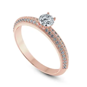 0.30cts. Solitaire Diamond Split Shank 18K Rose Gold Ring JL AU 1185R
