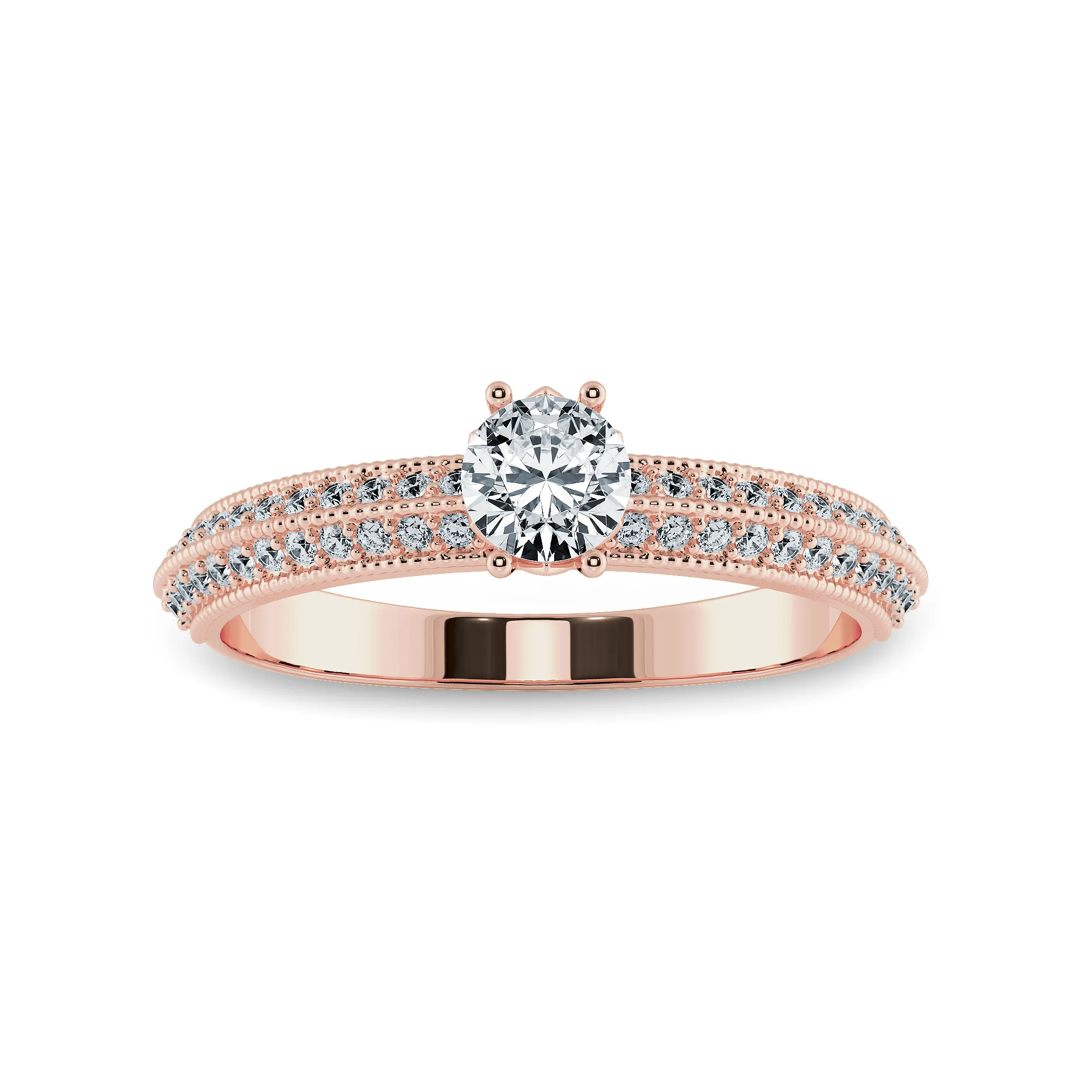 0.30cts. Solitaire Diamond Split Shank 18K Rose Gold Ring JL AU 1185R