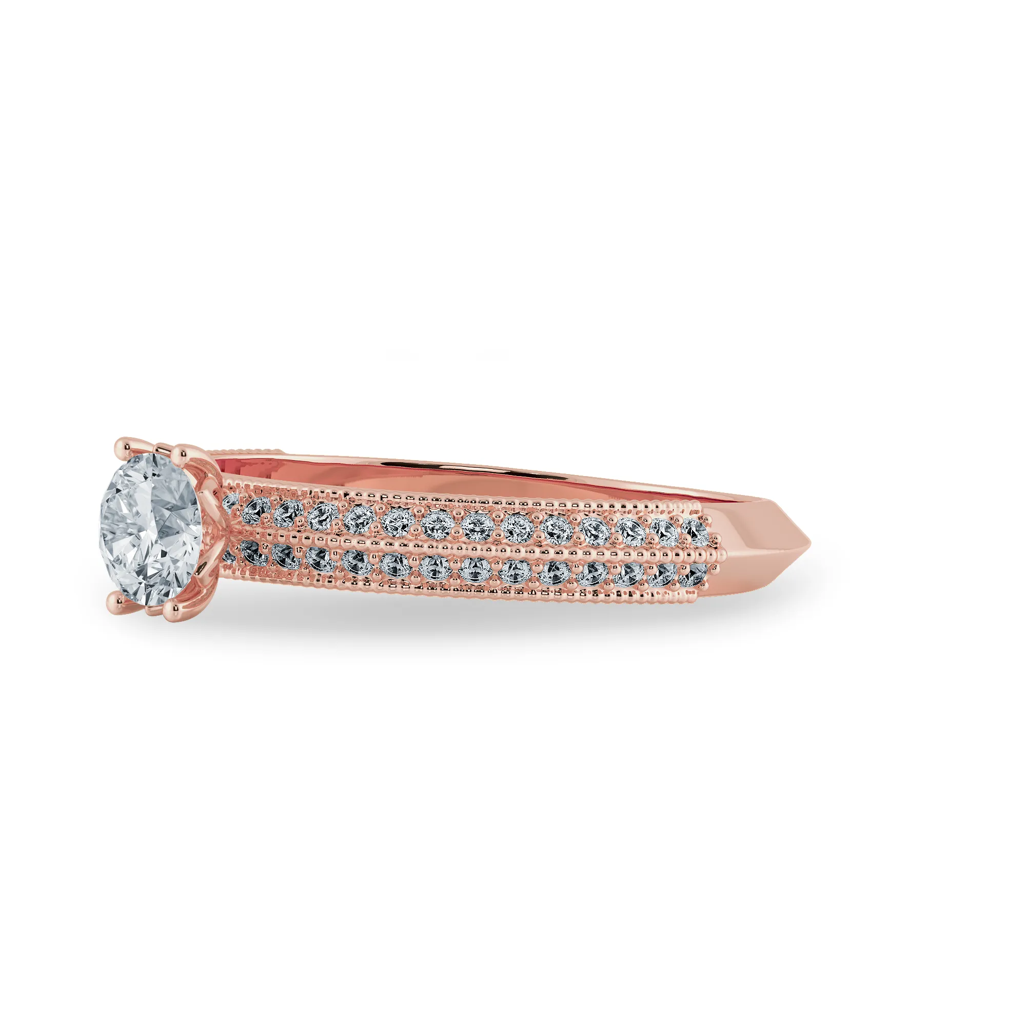 0.30cts. Solitaire Diamond Split Shank 18K Rose Gold Ring JL AU 1185R