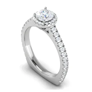 0.50 cts Halo Diamond Shank Solitaire Platinum Ring JL PT RH RD 184