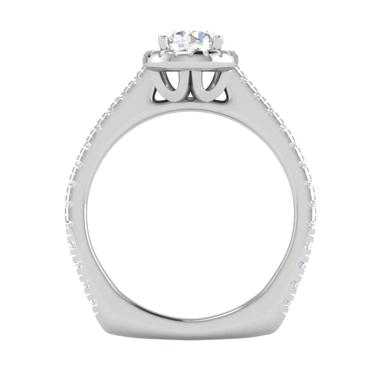 0.50 cts Halo Diamond Shank Solitaire Platinum Ring JL PT RH RD 184