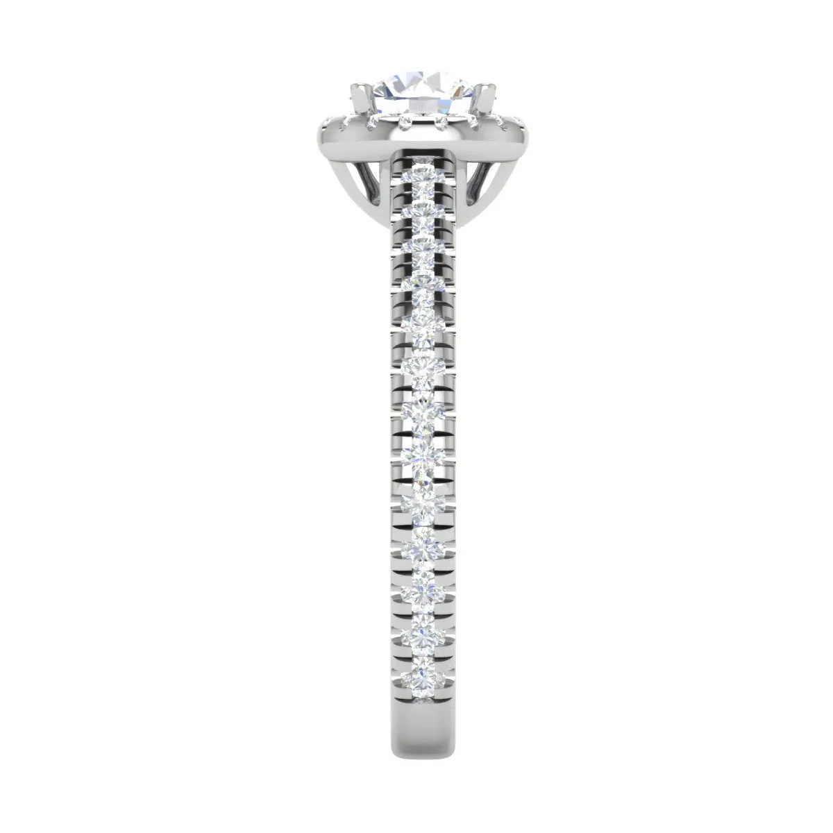 0.50 cts Halo Diamond Shank Solitaire Platinum Ring JL PT RH RD 184