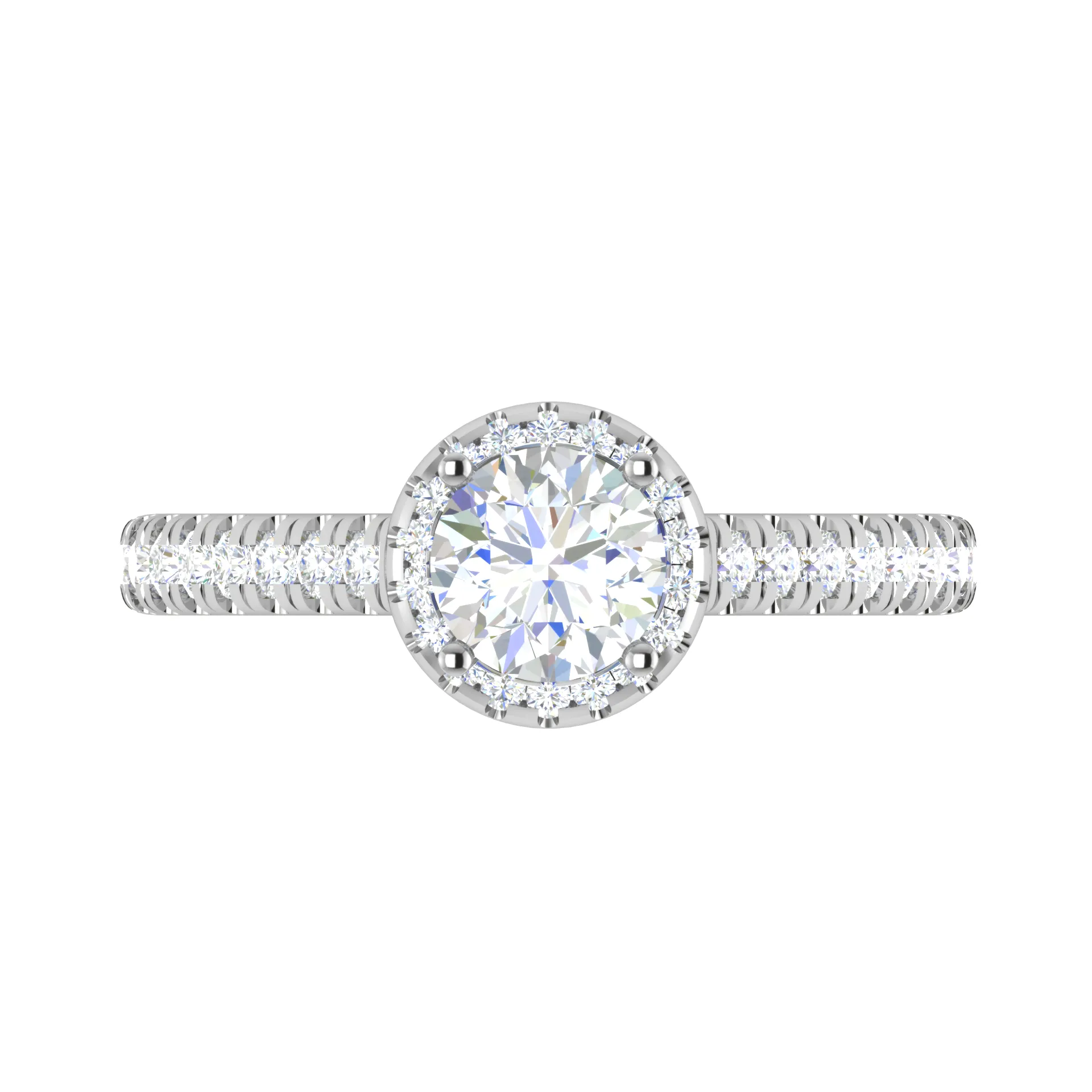 0.50 cts Halo Diamond Shank Solitaire Platinum Ring JL PT RH RD 184