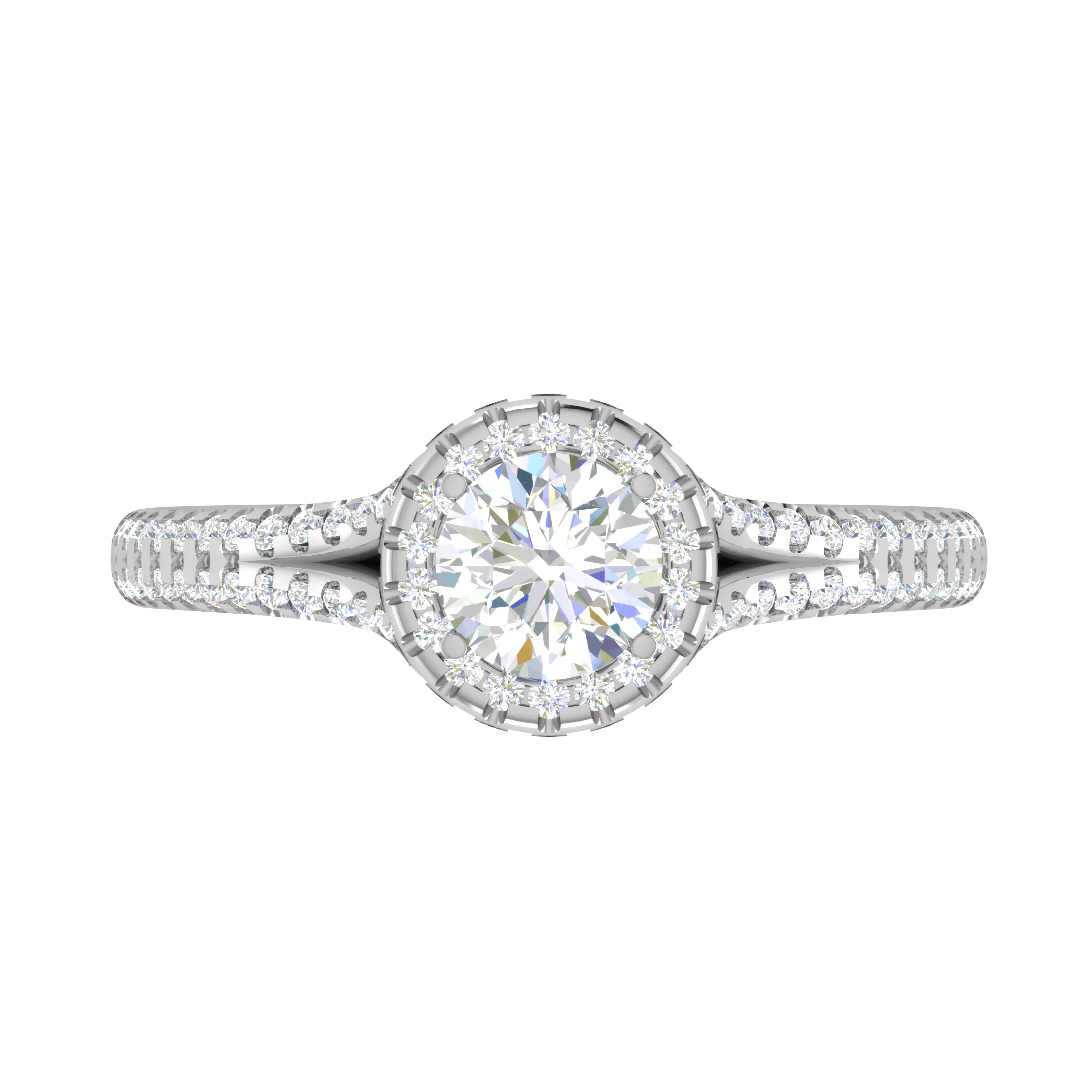 0.50 cts Solitaire Double Halo Diamond Split Shank Platinum Ring JL PT RH RD 242