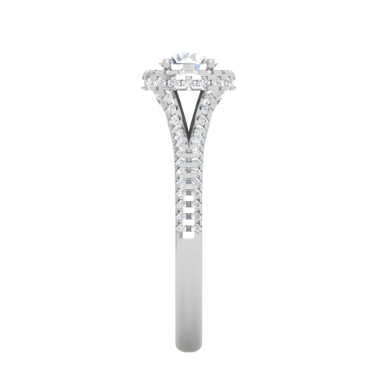 0.50 cts Solitaire Double Halo Diamond Split Shank Platinum Ring JL PT RH RD 242