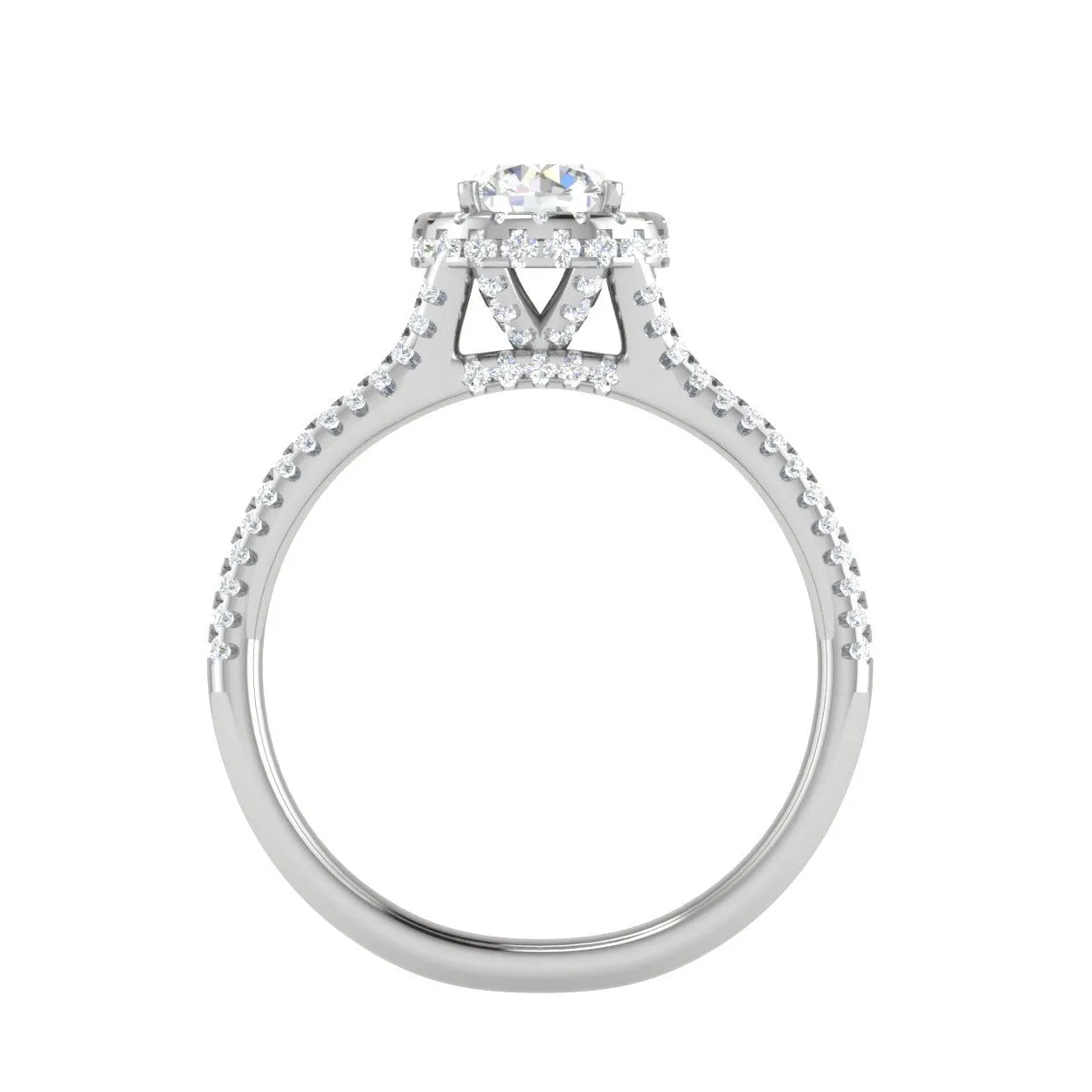 0.50 cts Solitaire Double Halo Diamond Split Shank Platinum Ring JL PT RH RD 242