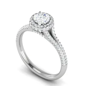 0.50 cts Solitaire Double Halo Diamond Split Shank Platinum Ring JL PT RH RD 242