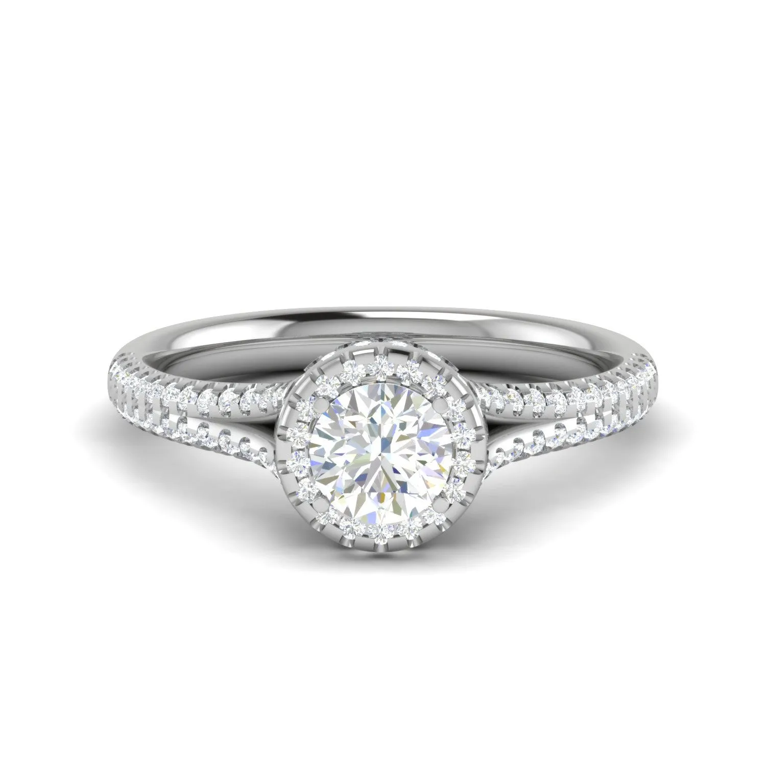 0.50 cts Solitaire Double Halo Diamond Split Shank Platinum Ring JL PT RH RD 242