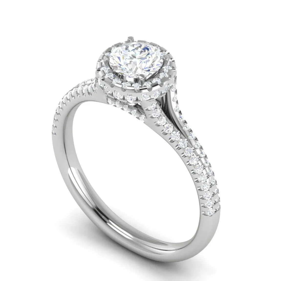 0.50 cts Solitaire Double Halo Diamond Split Shank Platinum Ring JL PT RH RD 242