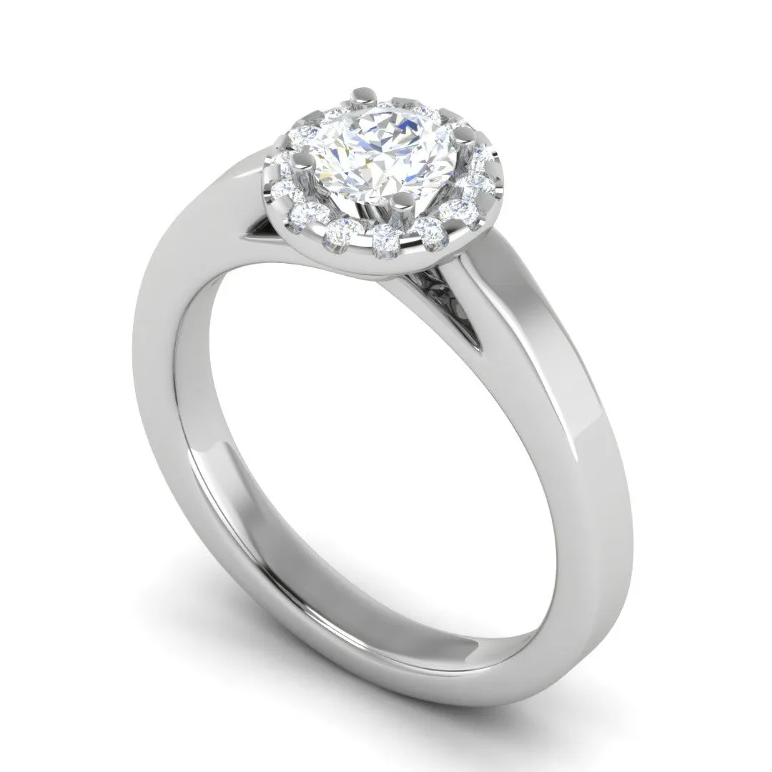 0.50 cts Solitaire Halo Diamond Platinum Ring JL PT RH RD 291