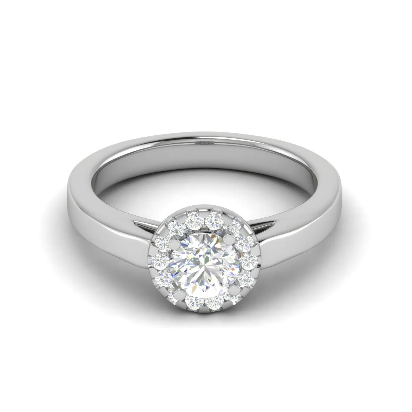 0.50 cts Solitaire Halo Diamond Platinum Ring JL PT RH RD 291