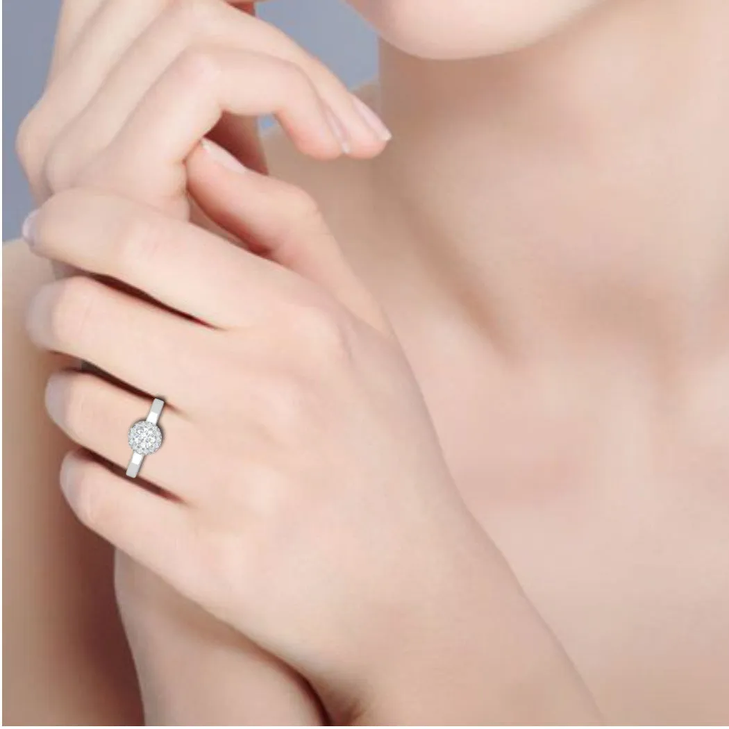 0.50 cts Solitaire Halo Diamond Platinum Ring JL PT RH RD 291