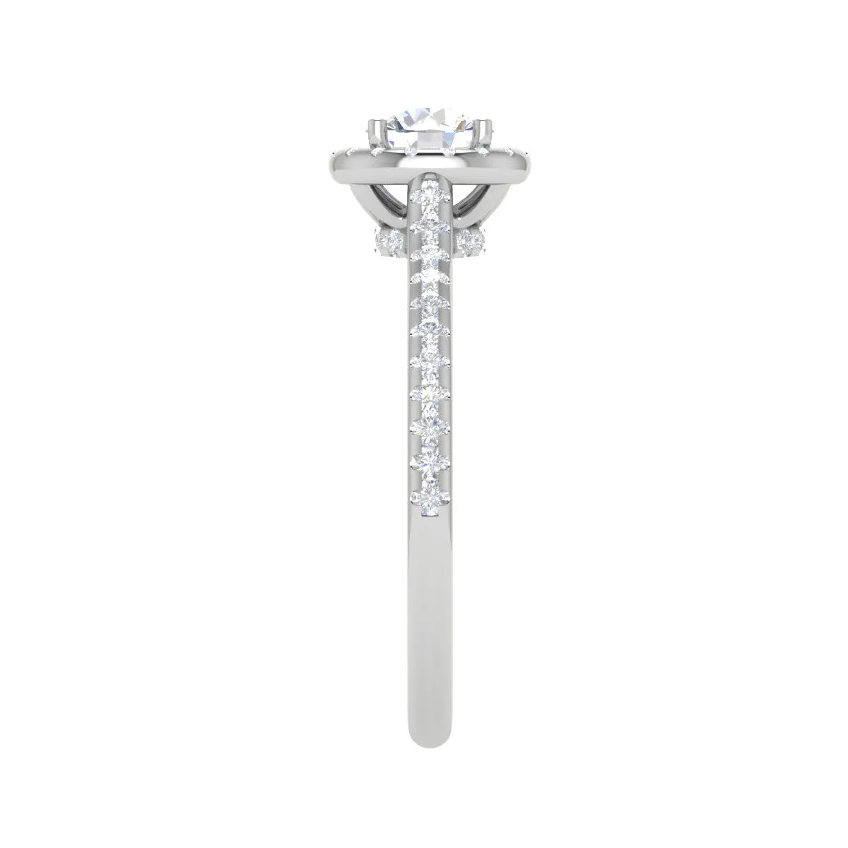 0.50 cts Solitaire Halo Diamond Shank Platinum Ring JL PT RH RD 249