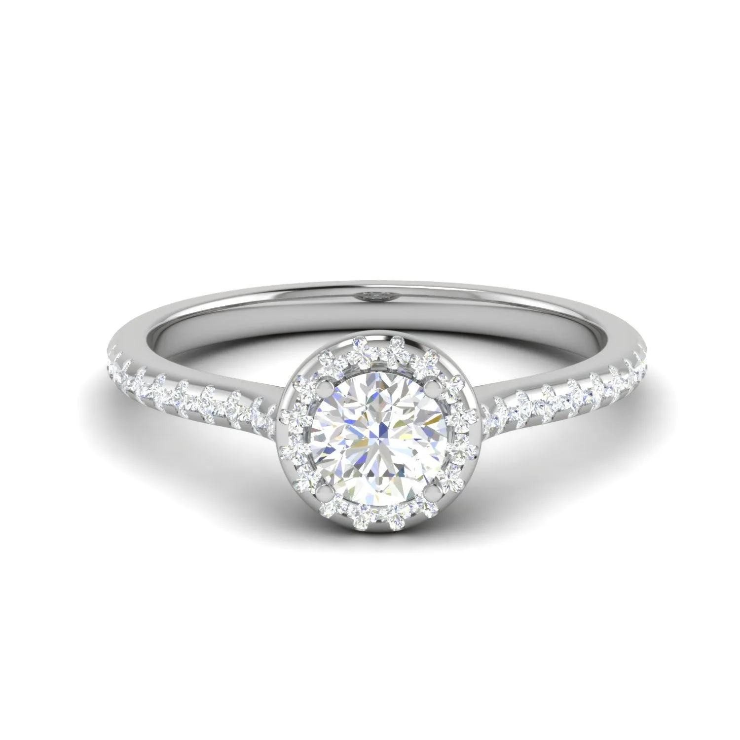 0.50 cts Solitaire Halo Diamond Shank Platinum Ring JL PT RH RD 249