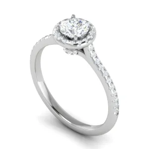 0.50 cts Solitaire Halo Diamond Shank Platinum Ring JL PT RH RD 249
