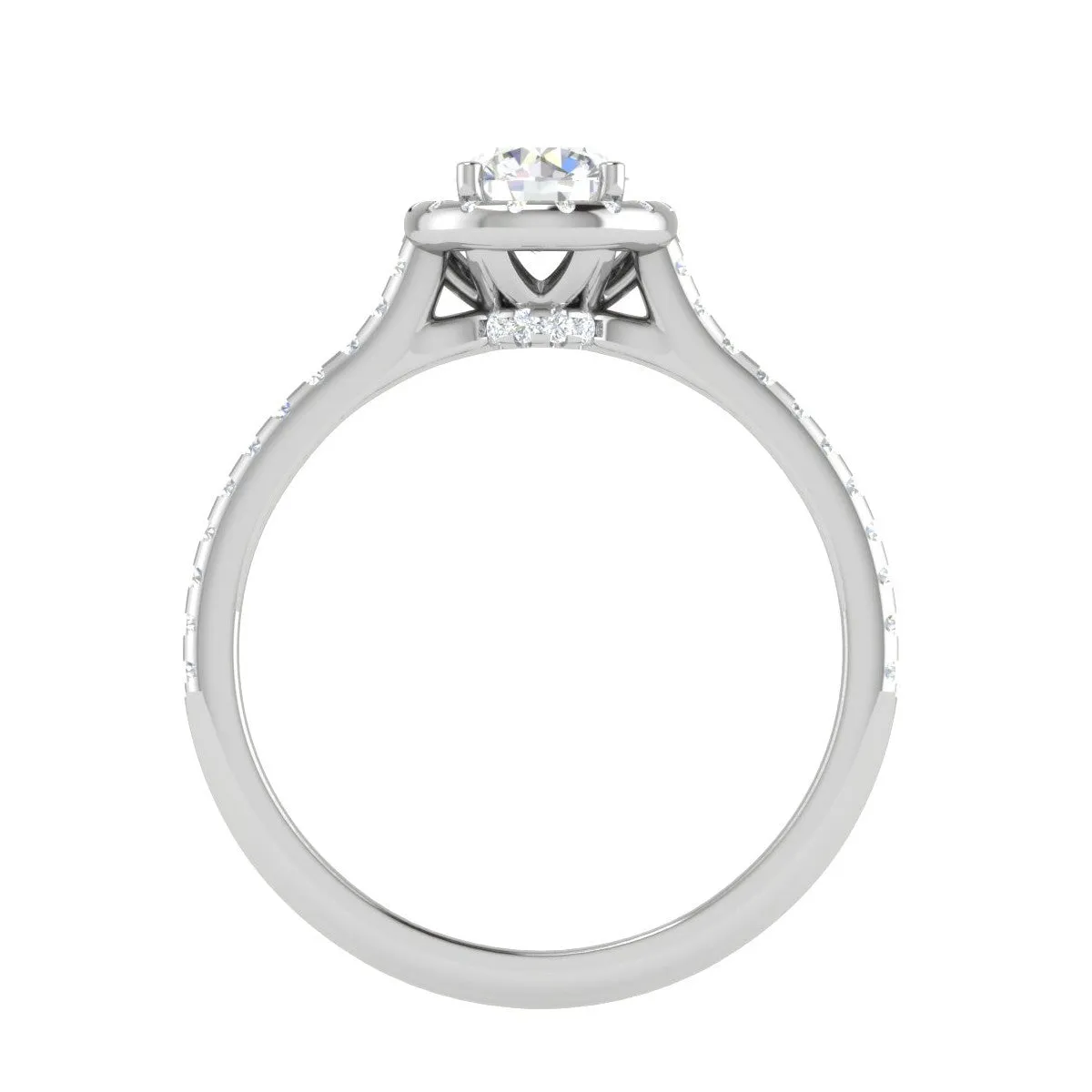 0.50 cts Solitaire Halo Diamond Shank Platinum Ring JL PT RH RD 249