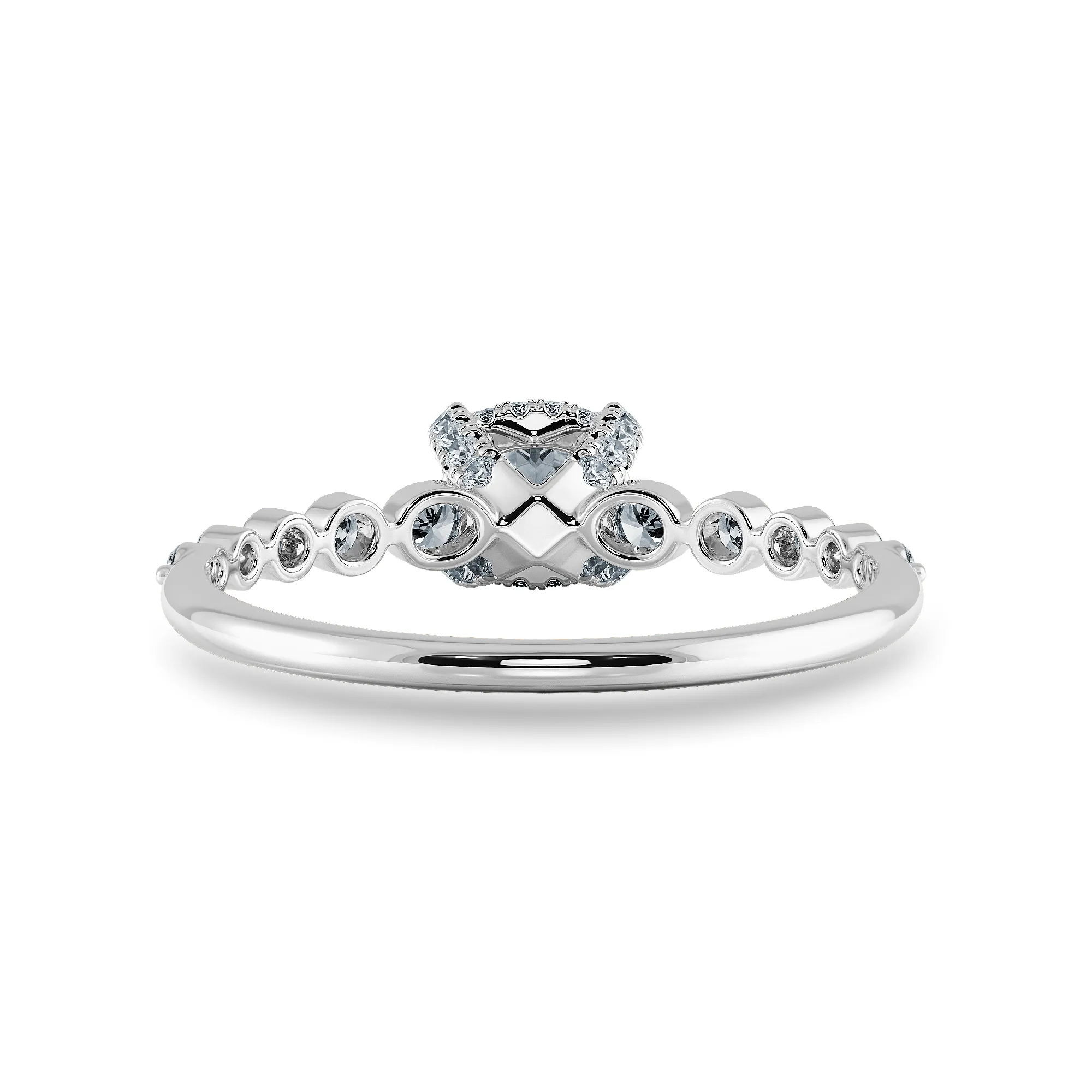 0.50cts. Cushion Cut Solitaire Halo Diamond Accents Platinum Engagement Ring JL PT 2005-A