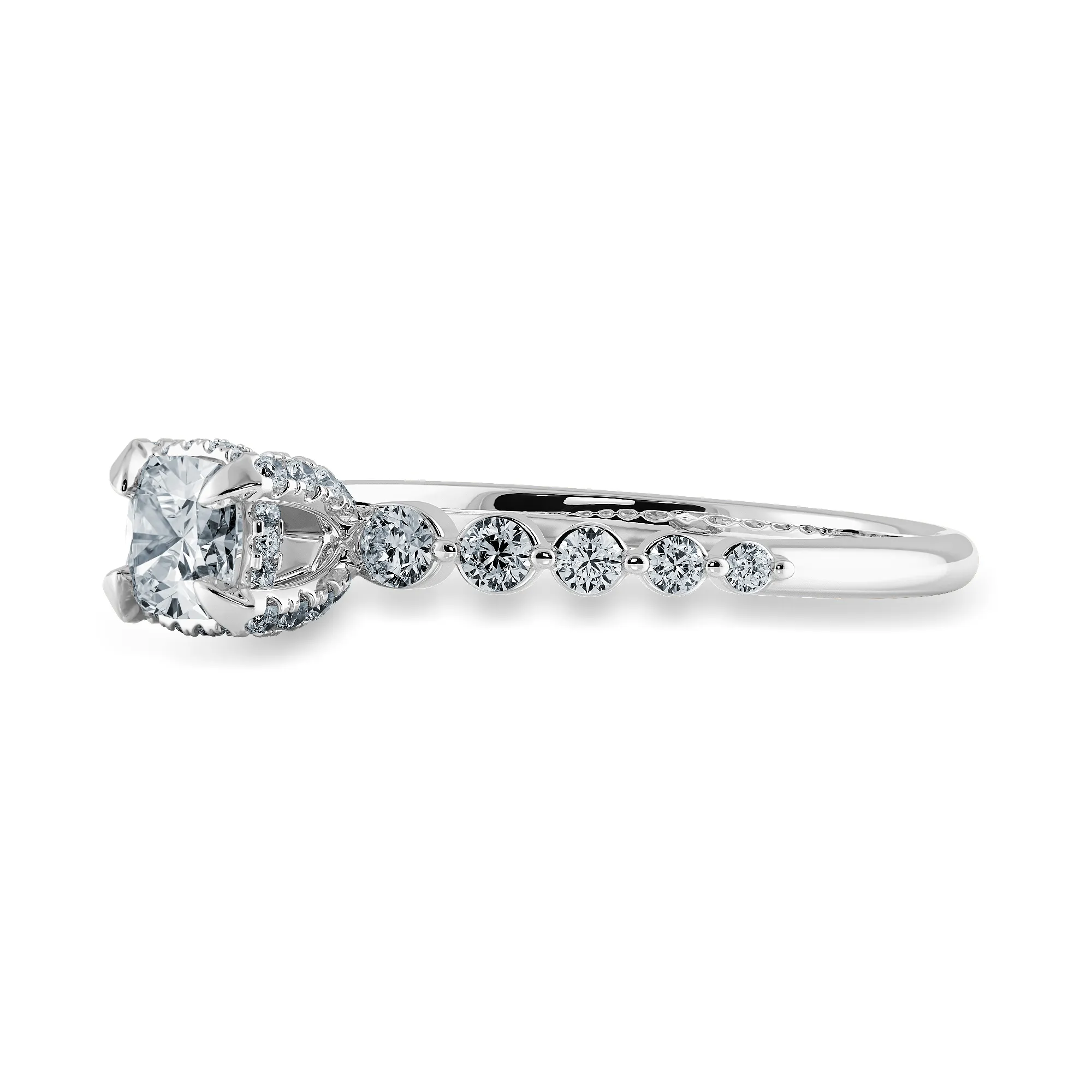 0.50cts. Cushion Cut Solitaire Halo Diamond Accents Platinum Engagement Ring JL PT 2005-A
