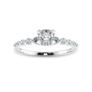 0.50cts. Cushion Cut Solitaire Halo Diamond Accents Platinum Engagement Ring JL PT 2005-A