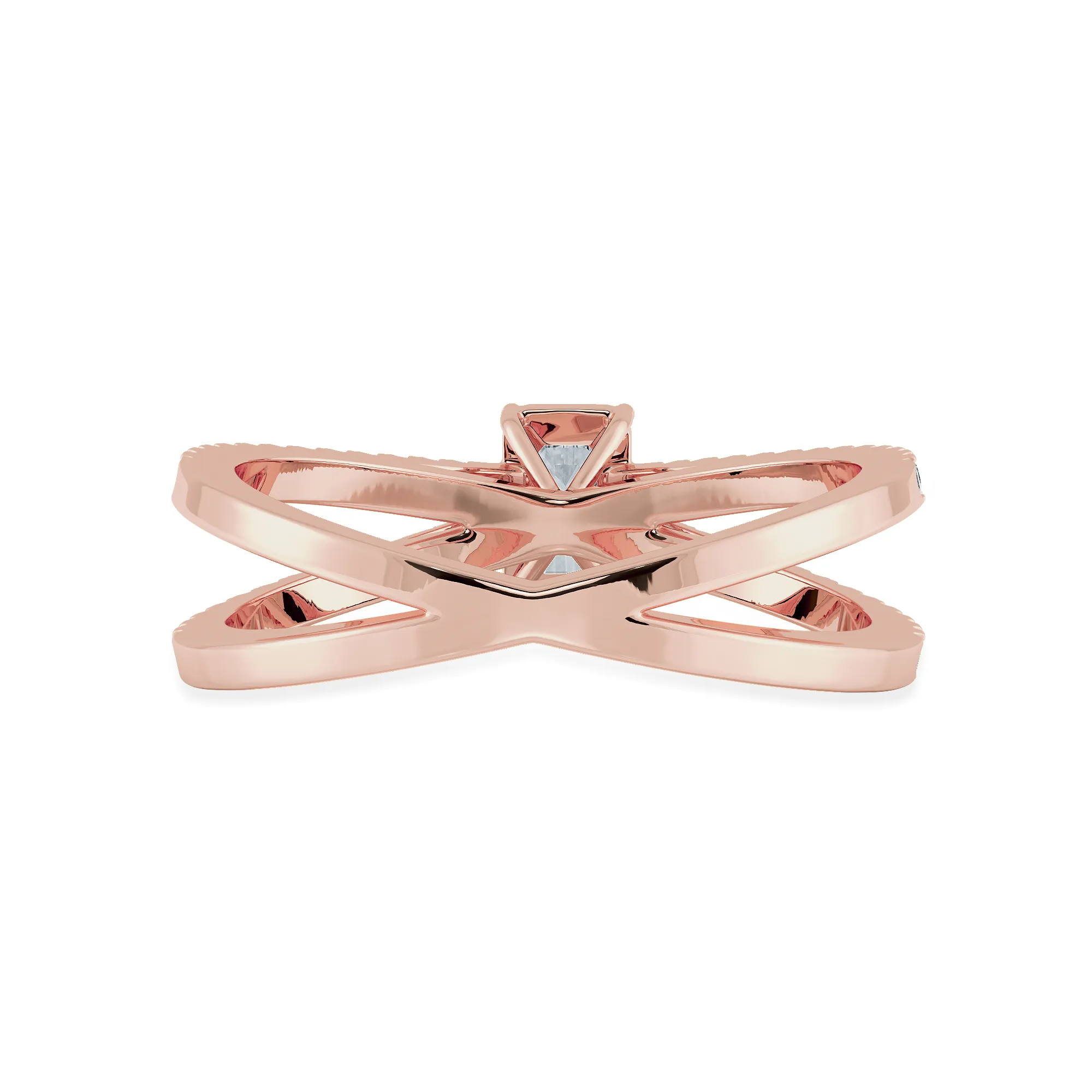 0.50cts. Emerald Cut Solitaire Diamond Split Shank 18K Rose Gold Ring JL AU 1172R-A