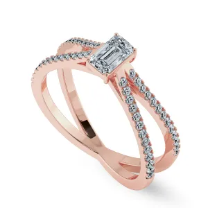 0.50cts. Emerald Cut Solitaire Diamond Split Shank 18K Rose Gold Ring JL AU 1172R-A
