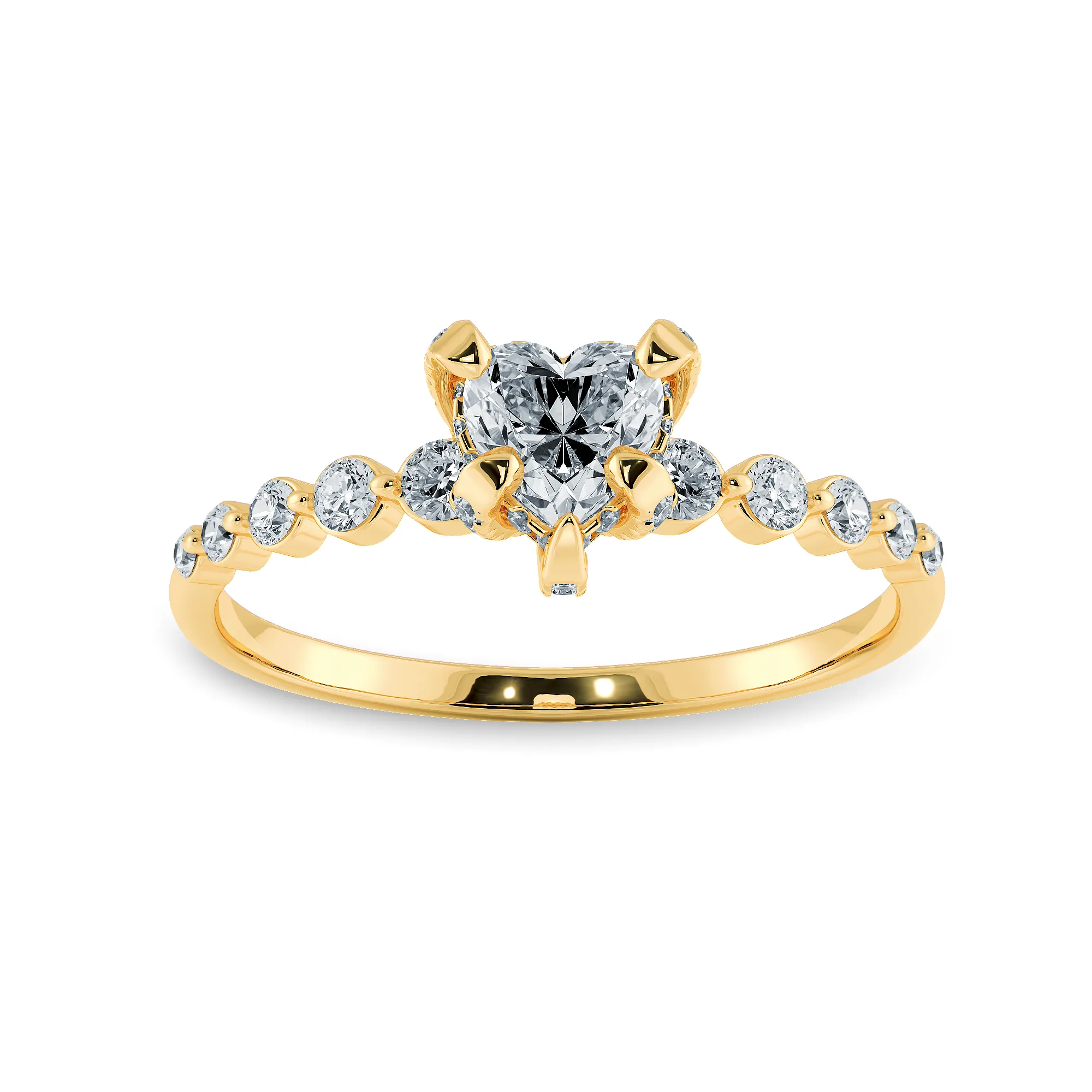 0.50cts. Heart Cut Solitaire Halo Diamond Accents 18K Yellow Gold Ring JL AU 2007Y-A