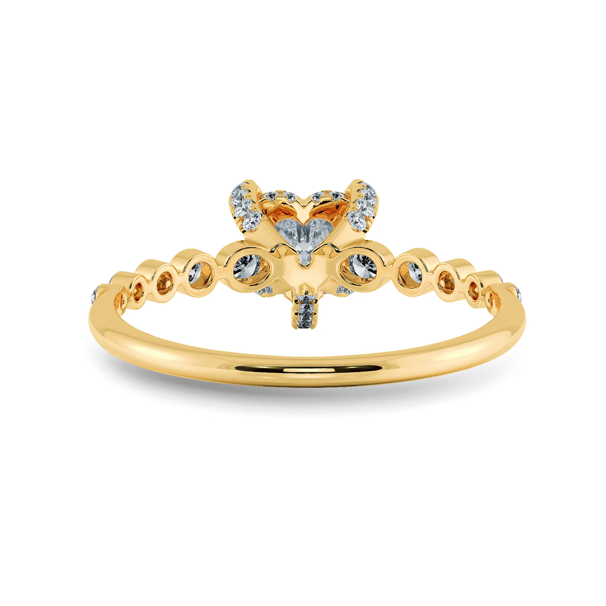 0.50cts. Heart Cut Solitaire Halo Diamond Accents 18K Yellow Gold Ring JL AU 2007Y-A