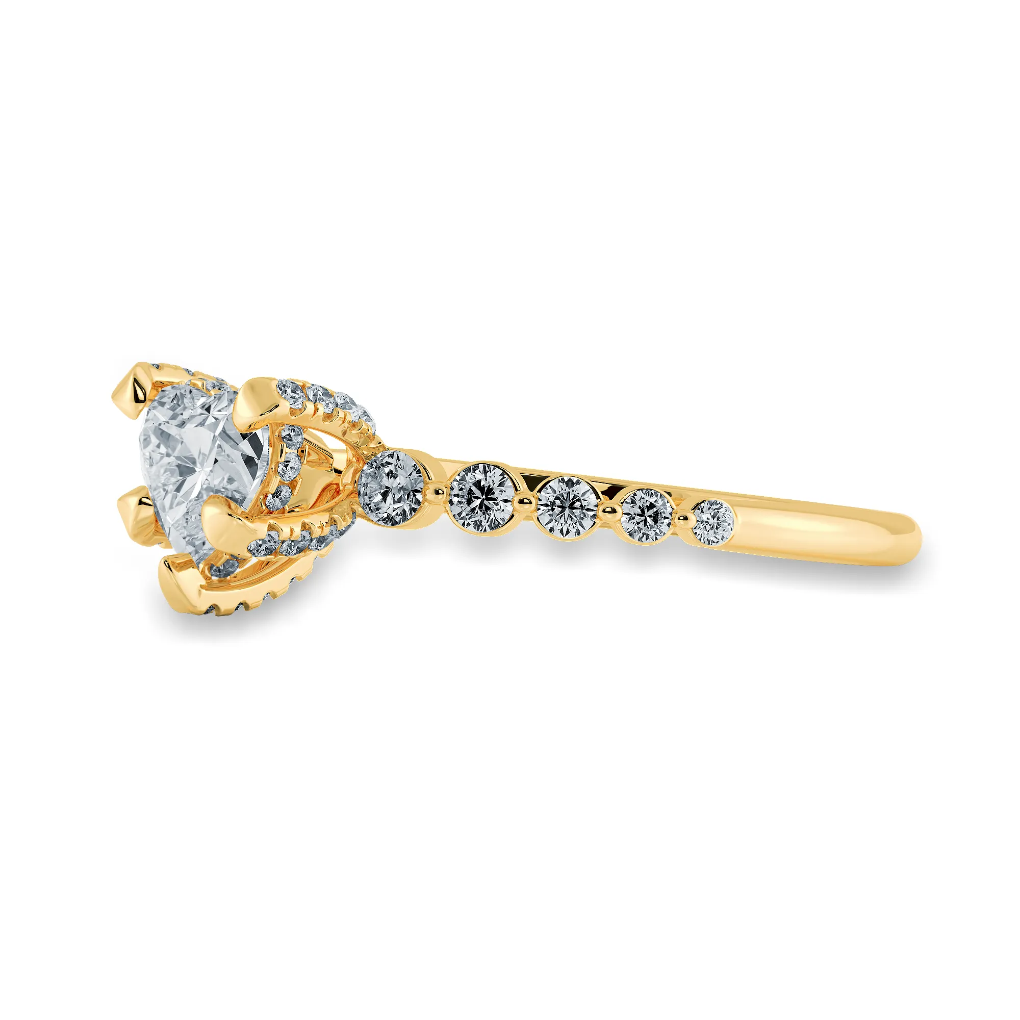 0.50cts. Heart Cut Solitaire Halo Diamond Accents 18K Yellow Gold Ring JL AU 2007Y-A