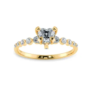 0.50cts. Heart Cut Solitaire Halo Diamond Accents 18K Yellow Gold Ring JL AU 2007Y-A