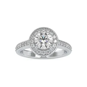 0.50cts. Solitaire Platinum Diamond Halo Shank Engagement Ring JL PT 0070-A