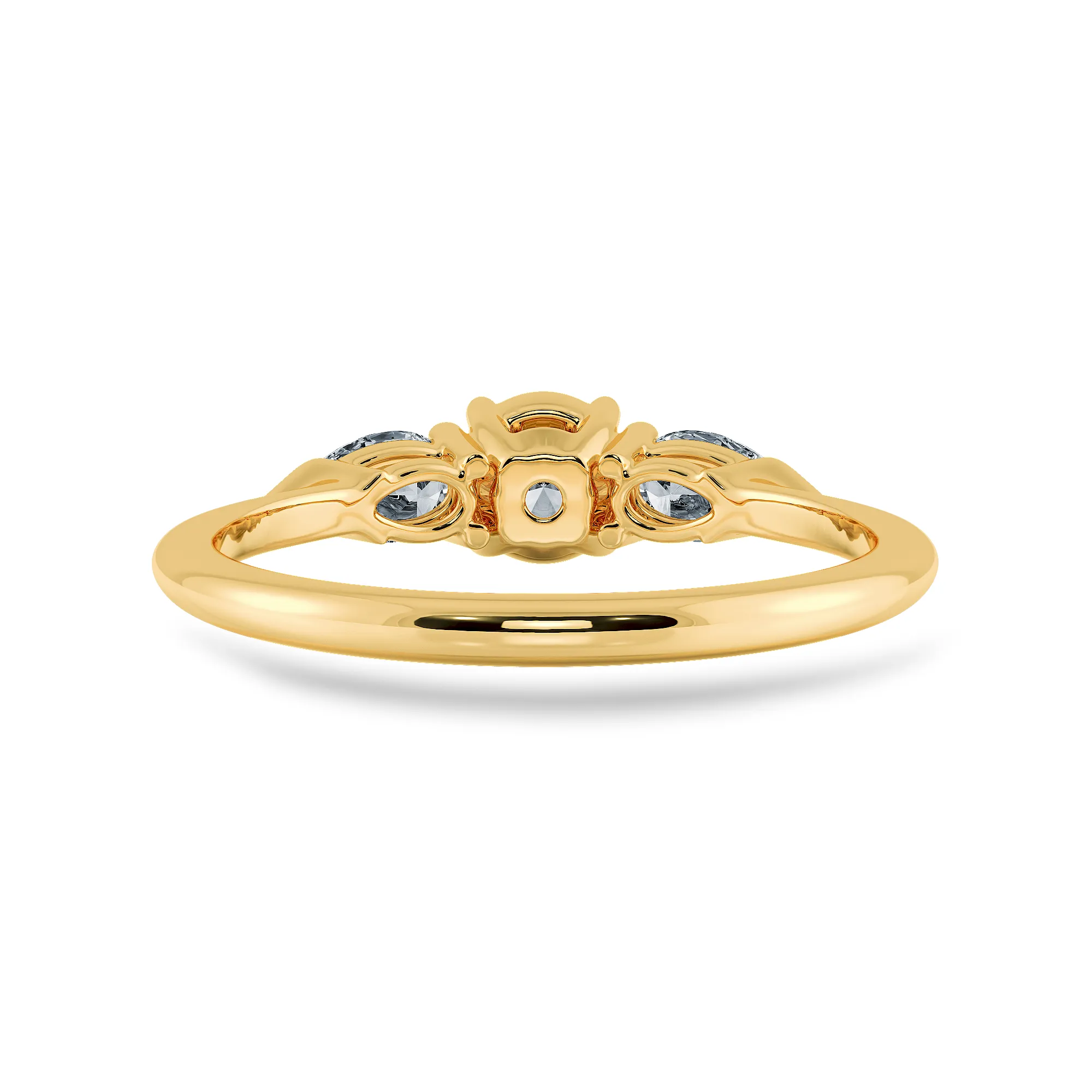 0.50cts. Solitaire with Pear Cut Diamond Accents 18K Yellow Gold Ring JL AU 2020Y-A