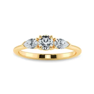 0.50cts. Solitaire with Pear Cut Diamond Accents 18K Yellow Gold Ring JL AU 2020Y-A