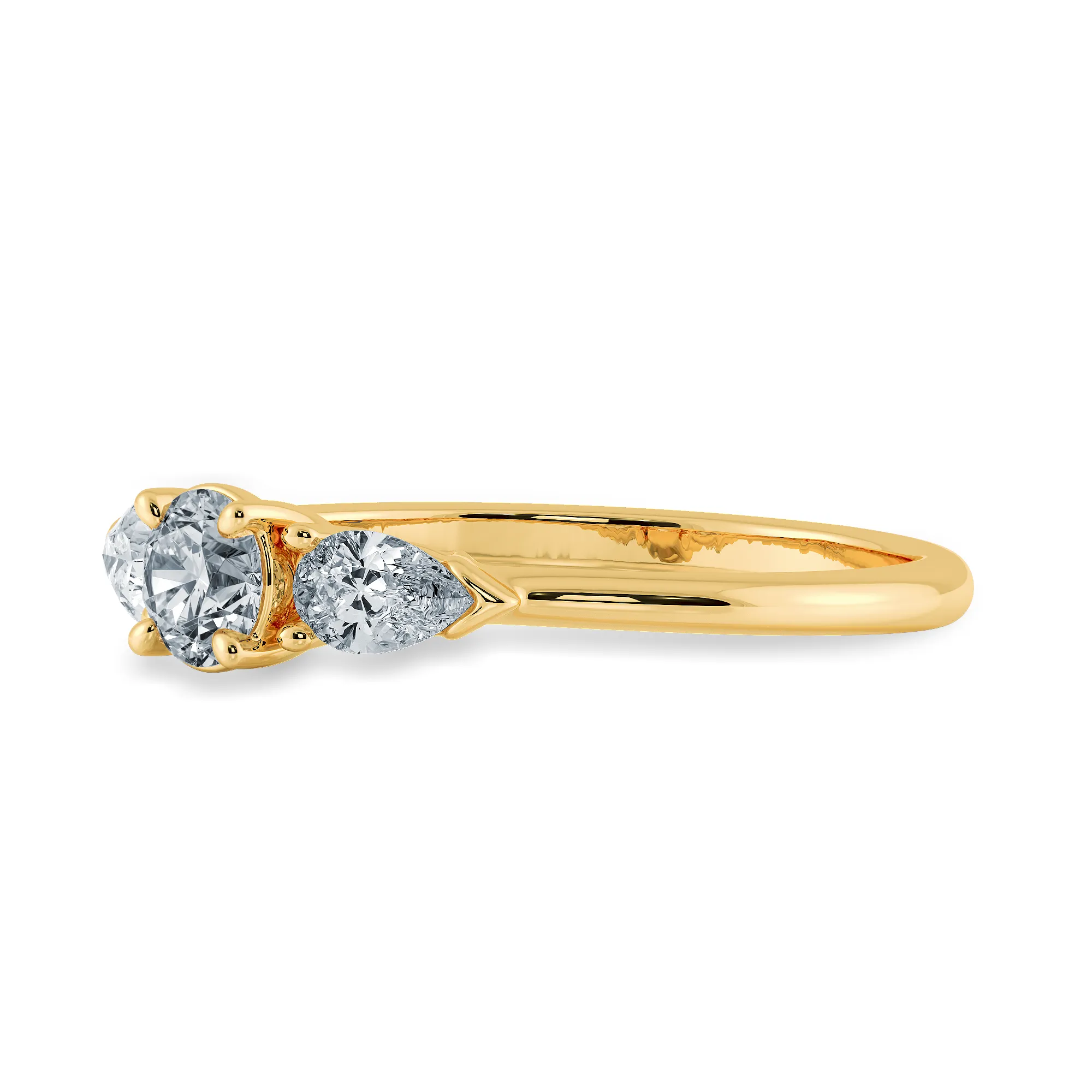 0.50cts. Solitaire with Pear Cut Diamond Accents 18K Yellow Gold Ring JL AU 2020Y-A